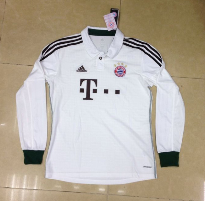 13-14 Bayern Munich Away White Long Sleeve Jersey Shirt - Click Image to Close